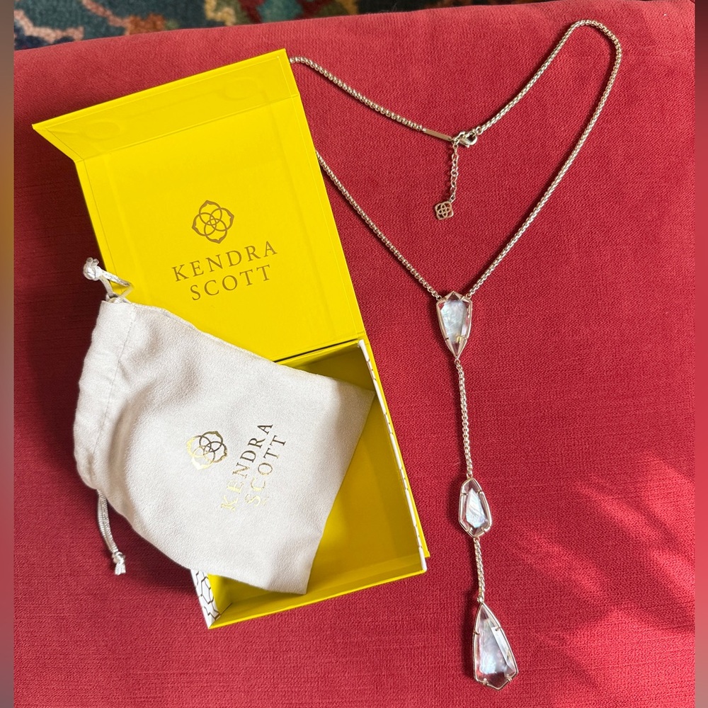 Kendra Scott Charlotte 14k Gold Plated Ivory Mother of Pearl Drop Necklace - Picture 12 of 12
